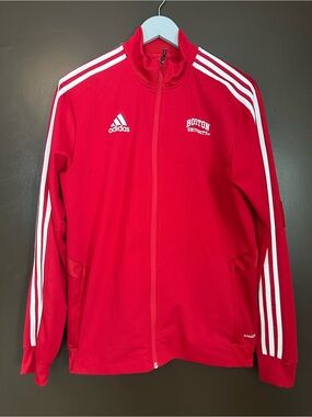Boston University Red White Three Stripe Aeroready Mock Neck Zipup Medium